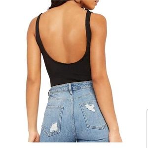 Mangopop Women's Backless Tank Top Bodysuit